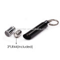 ALU + ABS 1 LED Key Chain lampe de poche avec 3 * LR44 batterie, promotionnel Keychain LED Light